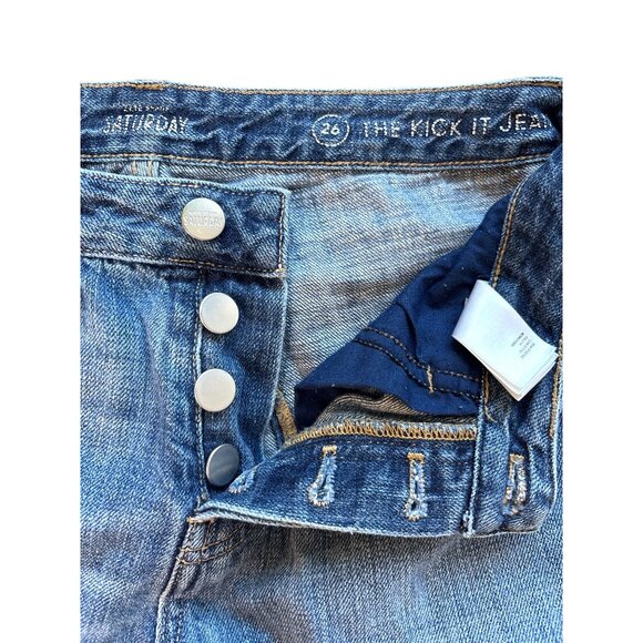 Kate Spade Jean Size 26 The Kick It Saturday Button Fly Straight Leg Cropped Cot - Picture 5 of 8